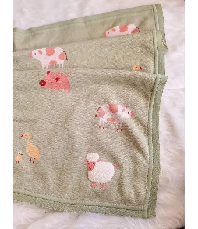 Farm Animal Cotton Knit Blanket