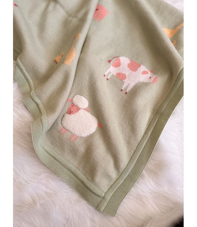 Farm Animal Cotton Knit Blanket