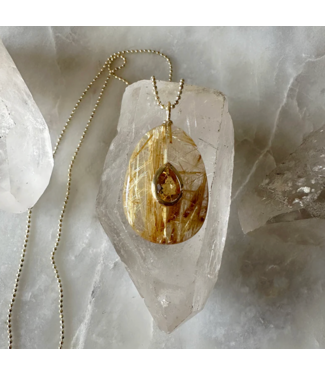 Robindira Unsworth Rutilated Quartz Charm Necklace