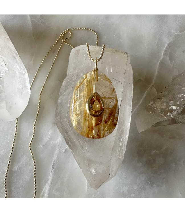 Rutilated Quartz Charm Necklace