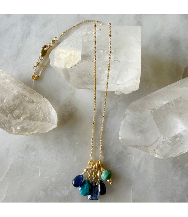 Blue Gemstone Cluster Necklace