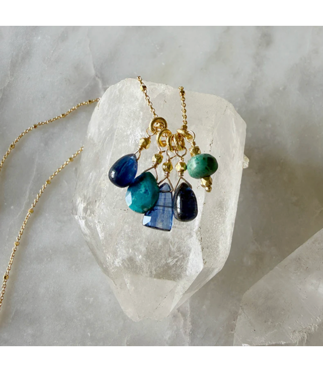 Blue Gemstone Cluster Necklace