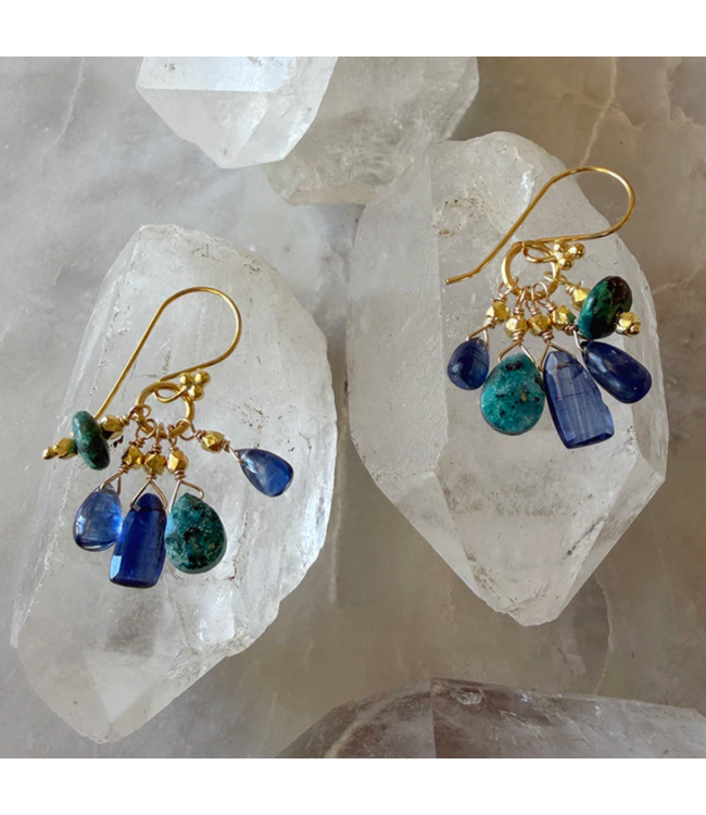 Blue Gemstone Cluster Earrings
