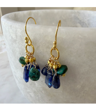 Robindira Unsworth Blue Gemstone Cluster Earrings