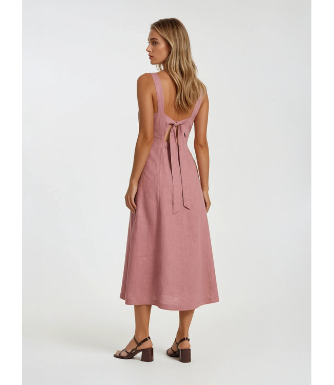 Square Neck Tie Back Dress-Regata(see image)