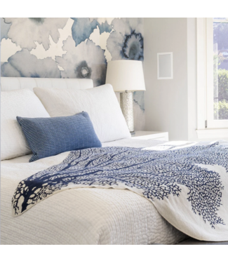 Cotton Coastal Fan Coral Throw Blanket