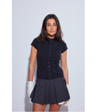 Crush Cashmere Avoriaz Fitted Button Tee-available in Jute