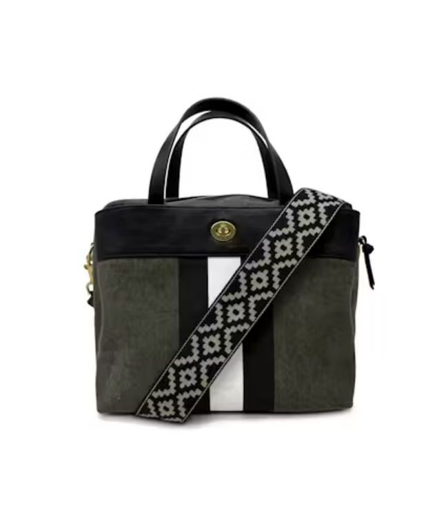 Amore Olive Canvas Stripe Bag