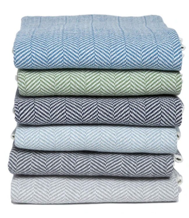 In2 Green Herringbone Throw 50" x 60" Marine