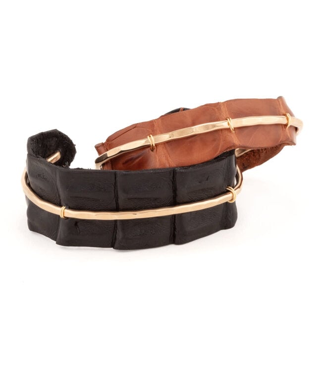 Oyster Bay Leather Cuff- Tan