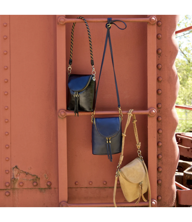 Fern Leather Duo Crossbody-Black