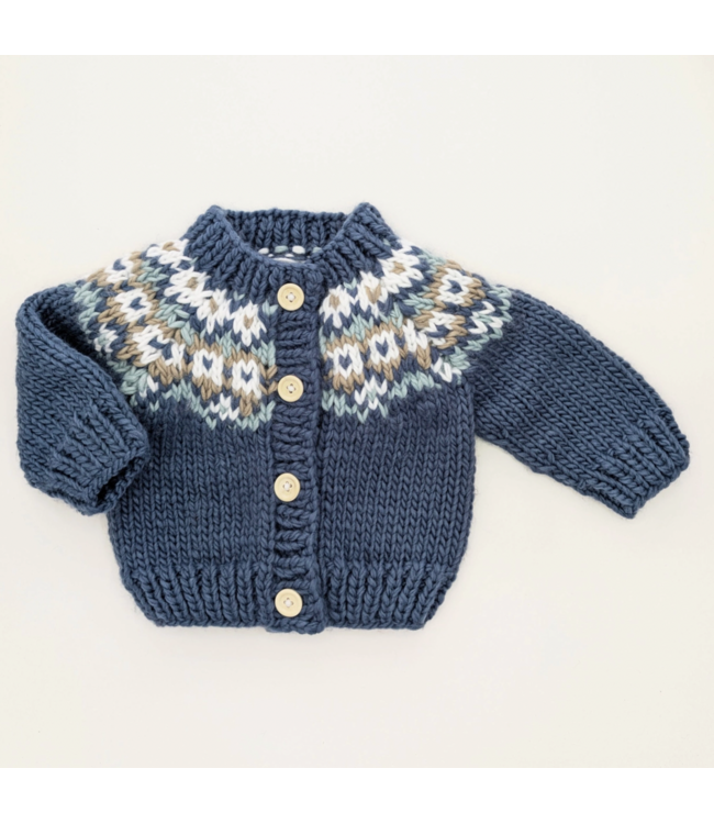 Fairisle Slate Blue Cardigan