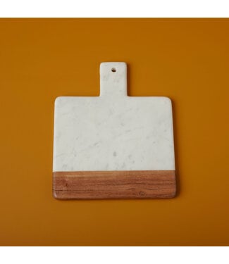 White Marble/Acacia Wood Square Handled Board