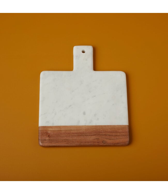 Be Home White Marble/Acacia Wood Square Handled Board