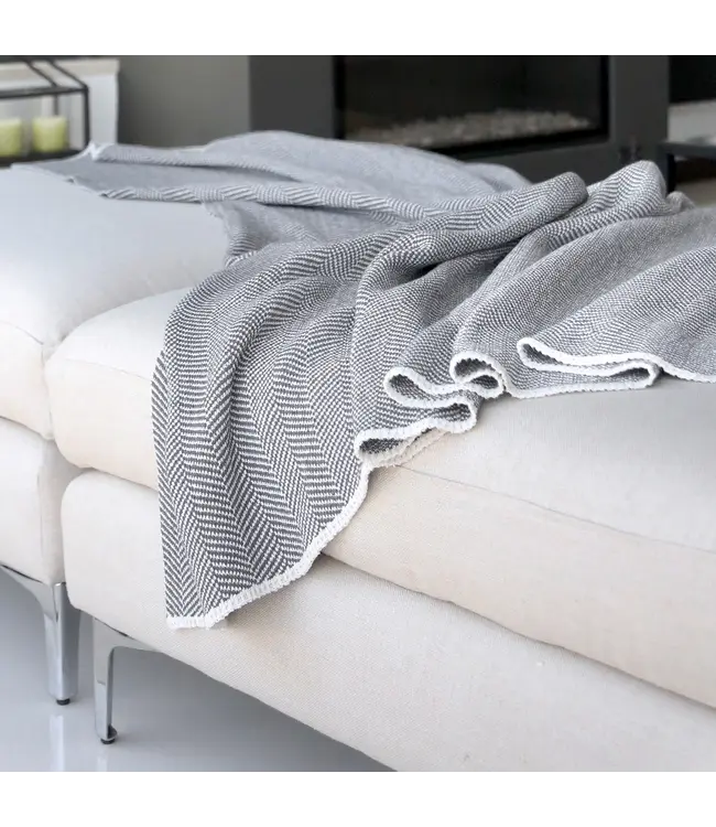 Herringbone Cotton Aluminum Throw