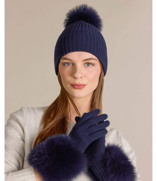 Cashmere Fox Pom Hat-available in 2 colors