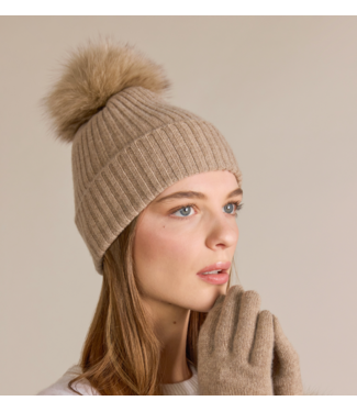 Cashmere Fox Pom Hat-available in 2 colors