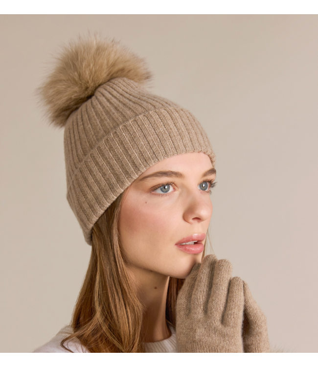 Cashmere Fox Pom Hat-available in 2 colors