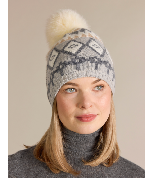 Merino Fairisle Hat w Angora