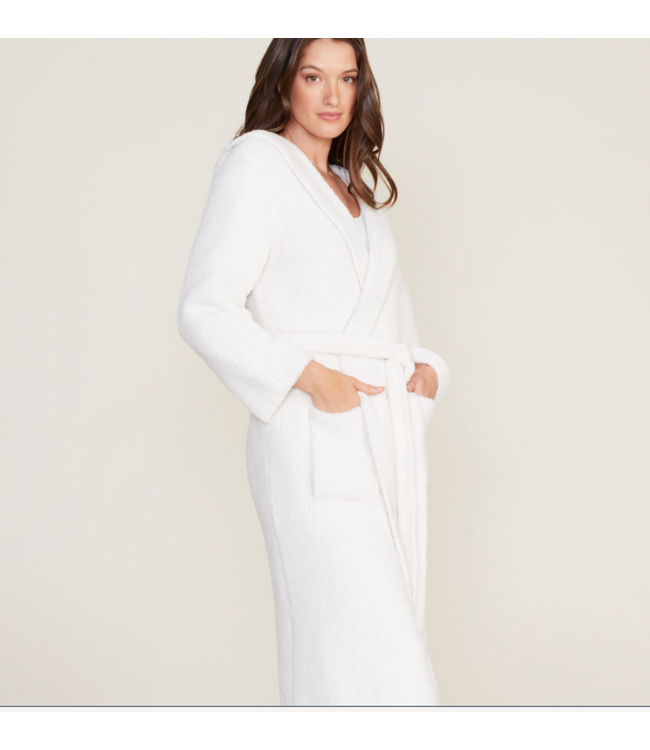 CozyChic Ribbed Hooded Robe - Cream