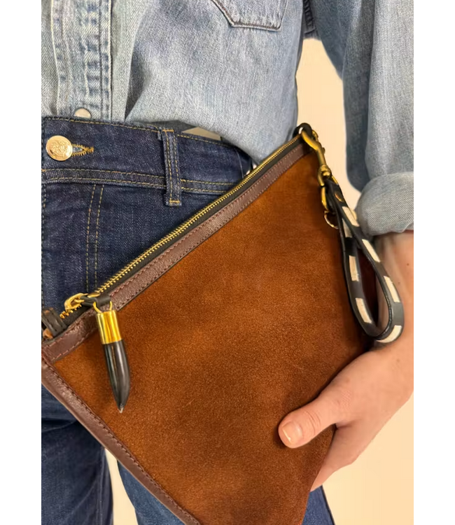 Mabel Bronze Suede Clutch