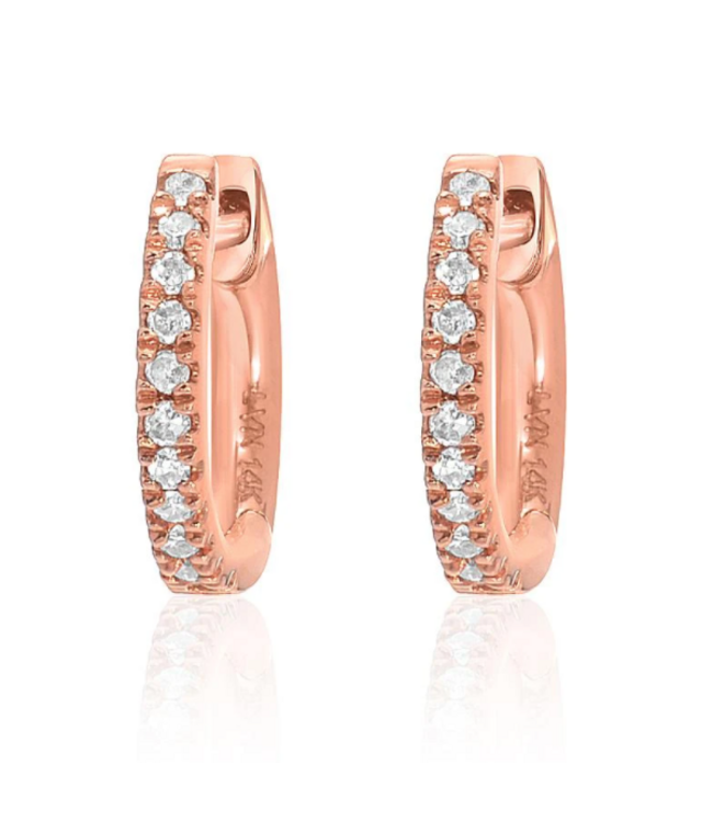 Rose Gold Diamond Huggie Earrings-available in 2 sizes
