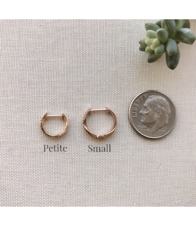 Rose Gold Diamond Huggie Earrings-available in 2 sizes