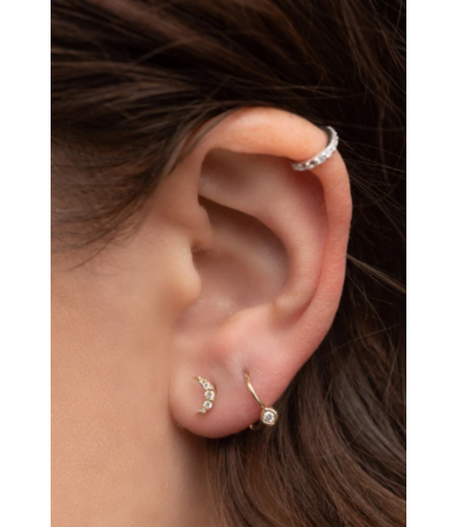 Diamond Pave Cresent  14k Gold Moon Earrings