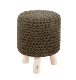 TriPar Wood Knit Footstool - Small Green