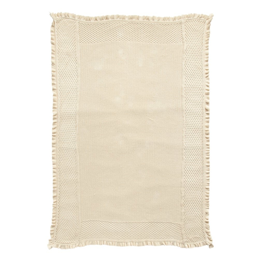 Cotton Knit Throw w/ Ruffle Edge, Natural - The Florist ...