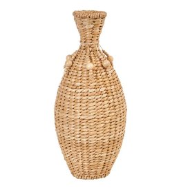 Bloomingville Hand-Woven Water Hyacinth Vase w/ Wood Beads