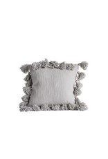 Creative Co-op 18" Square Pillow W/Fringe - Grey