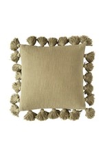 Creative Co-op 18” Square Cotton Pillow w/tassels - olive