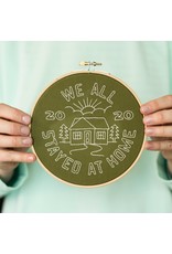 Cotton Clara We All Stayed at Home Embroidery Hoop Kit - Khaki
