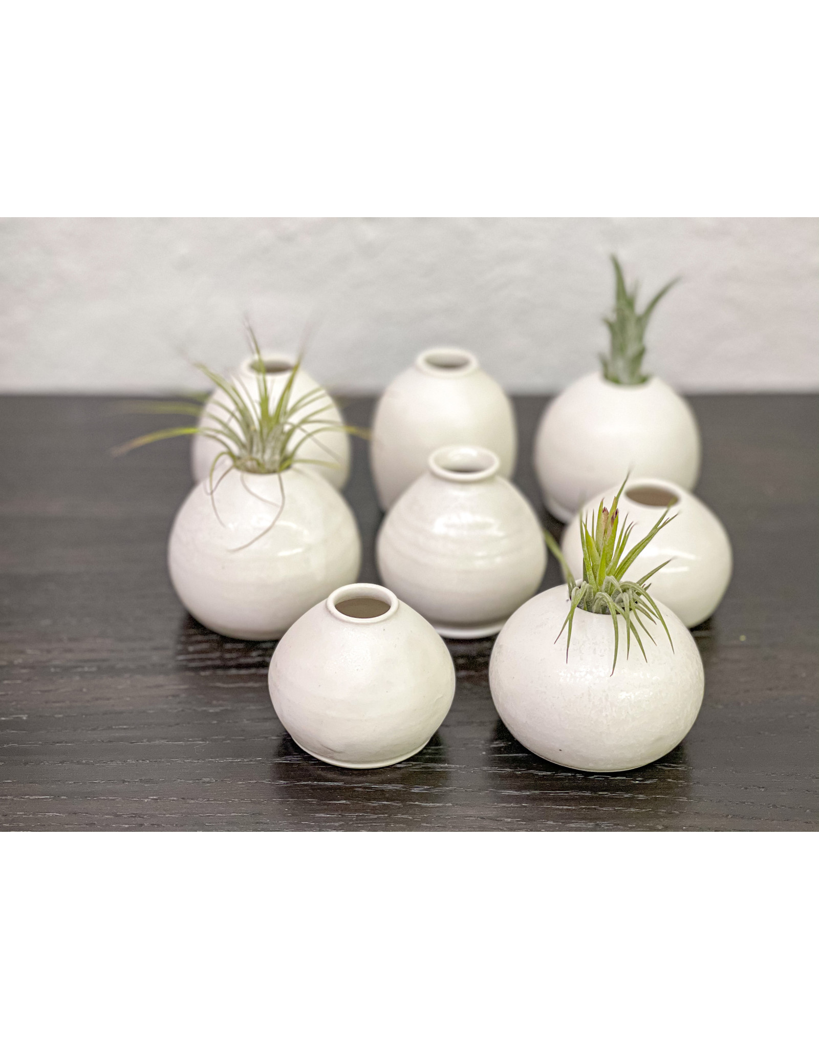 The Florist & The Merchant White hand thrown clay bud vase - flat