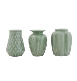 Bloomingville 4" H Jade Crackle Vase