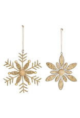 The Florist & The Merchant Metal w/ Wood Bead Snowflake Ornament