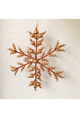 The Florist & The Merchant 8 1/2" Glass Bead & Metal Snowflake, Bronze