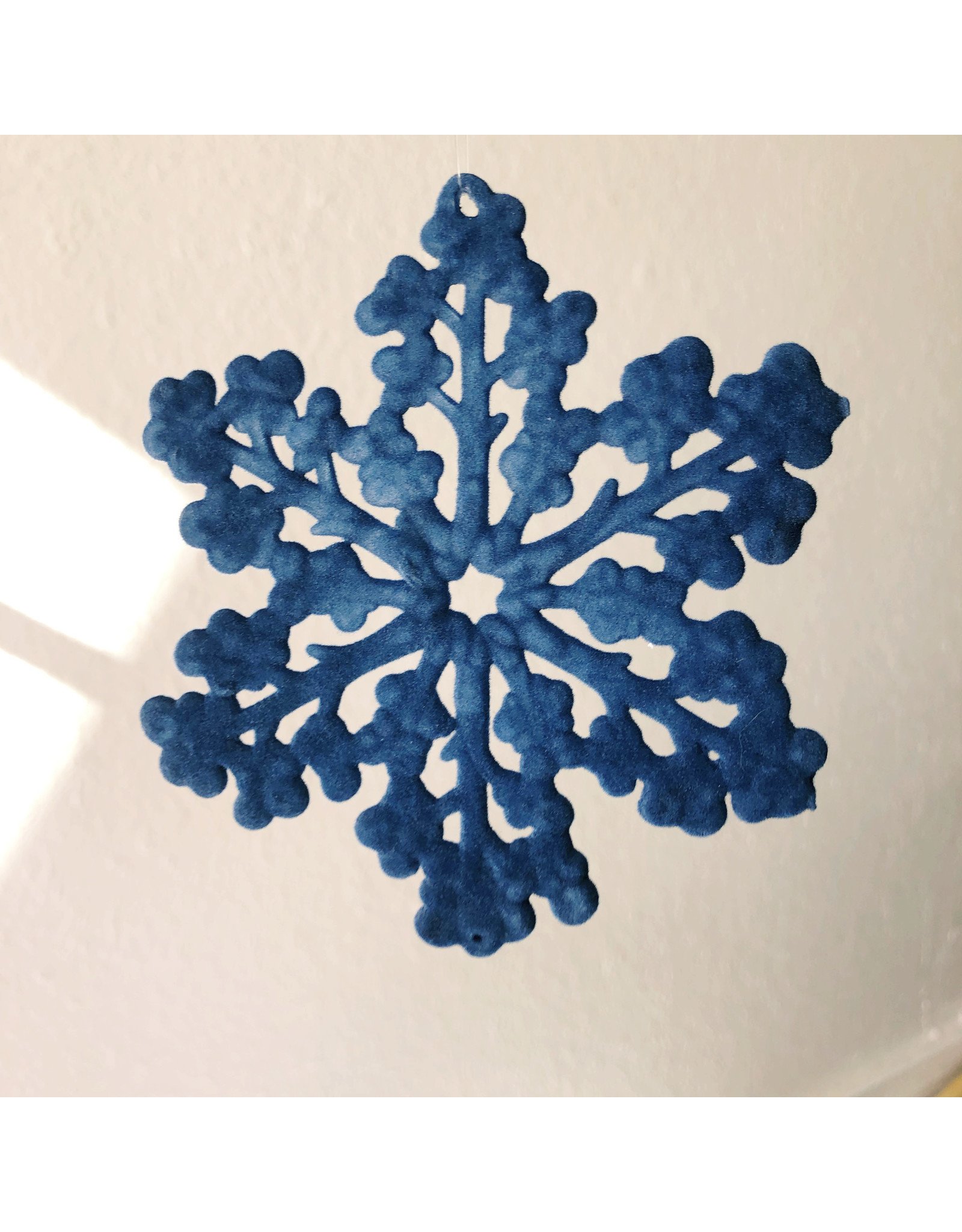 The Florist & The Merchant Velvet Snowflake Ornament, Blue