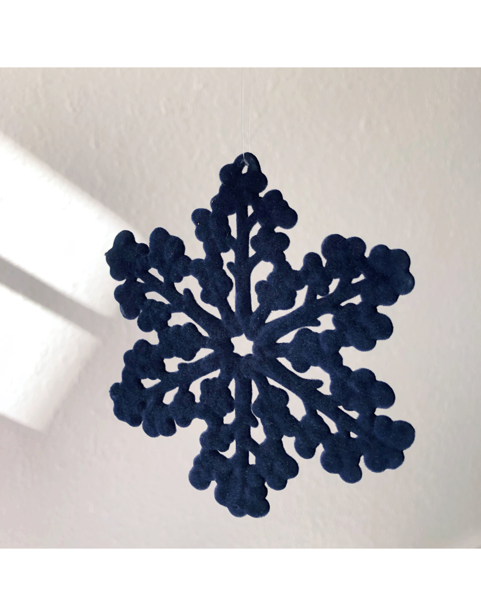 The Florist & The Merchant Velvet Snowflake Ornament, Navy
