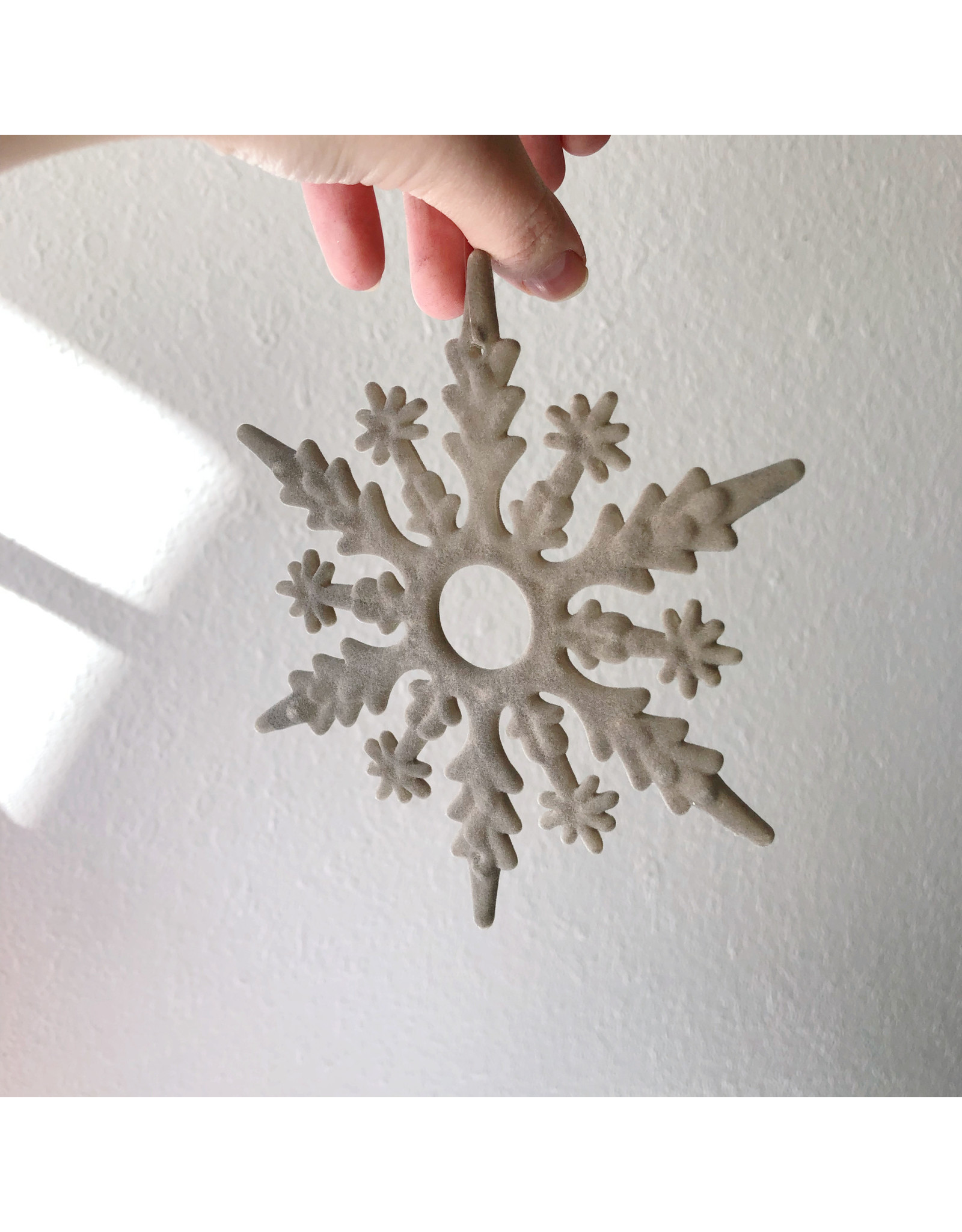 The Florist & The Merchant Velvet Snowflake Ornament, Grey