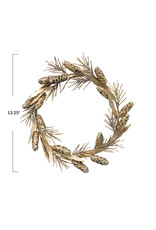 The Florist & The Merchant 13.25" Metal Pine Wreath, Brass Finish