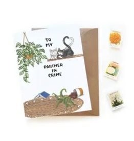 The Florist & The Merchant Partner In Crime Cats Greeting Card