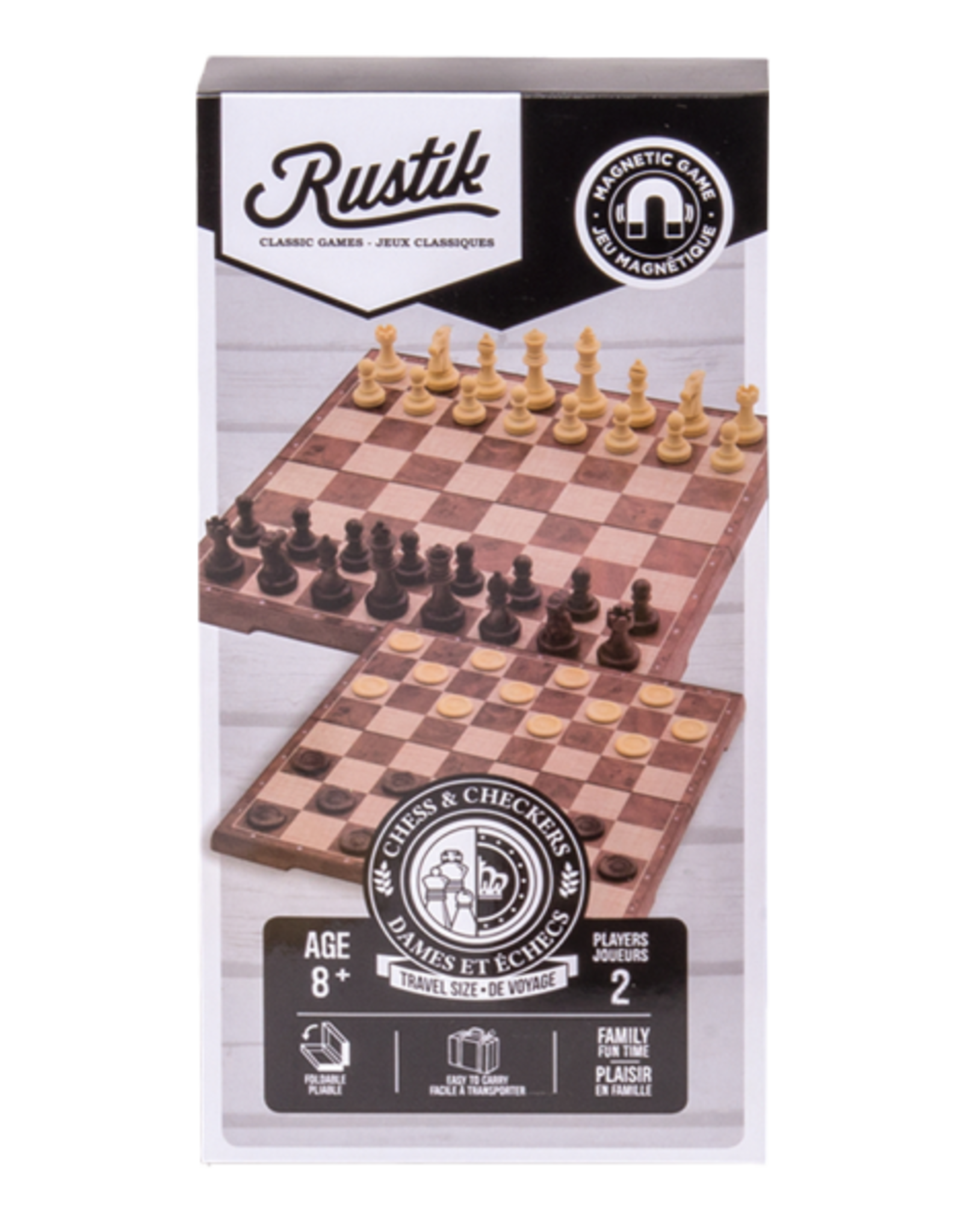 Rustik Peach Wood Magnetic Folding Chess