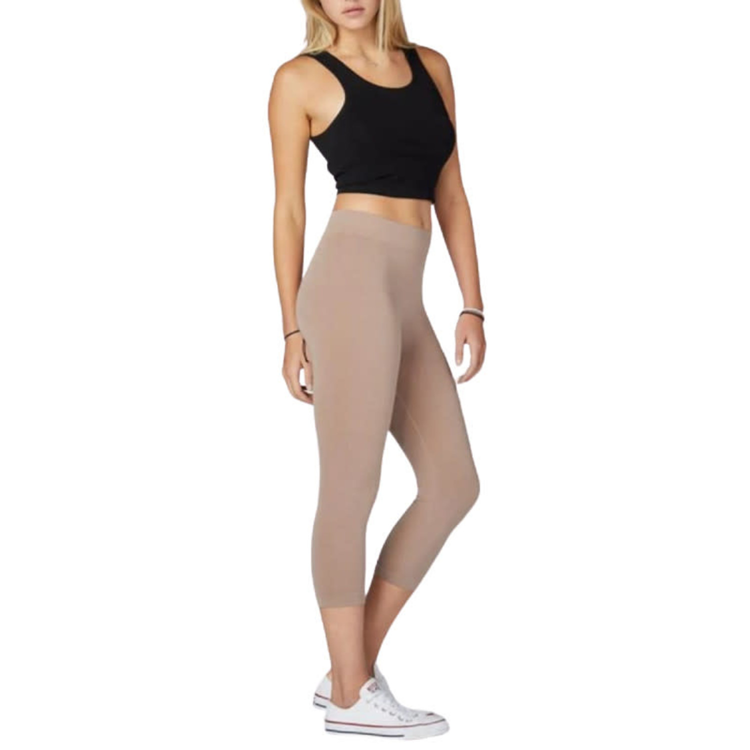 Best Fashionable 3/4th Leggings for Womens - Cotton Lycra 2w Stretchable  Leggings Black Color - Finebuy