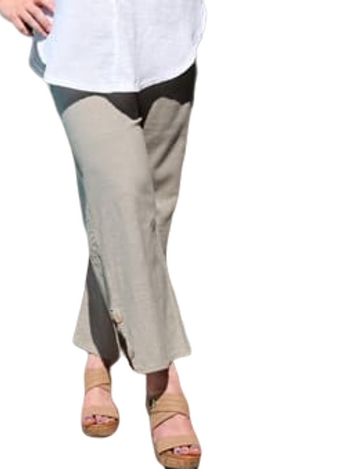 GEORGE Women's Beige Sateen Cotton Blend Casual Dress Capri Pants Size 14