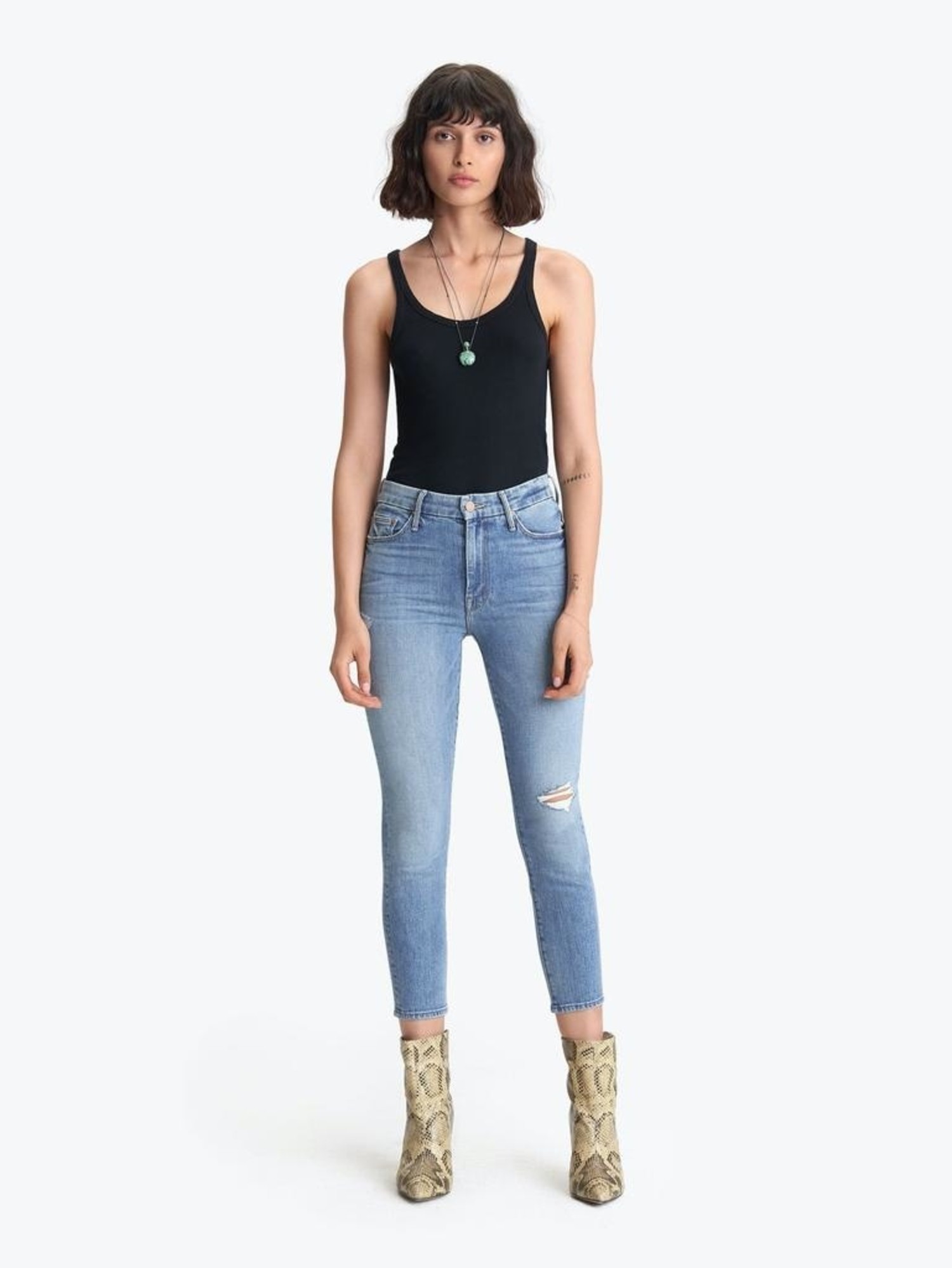 MOTHER High Waisted Looker Crop - Lets Kick it