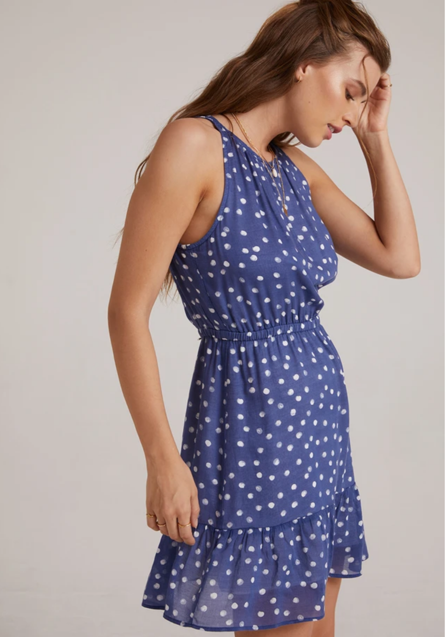 Bella Dahl Shirred Halter Dress Navy Tryst Boutique