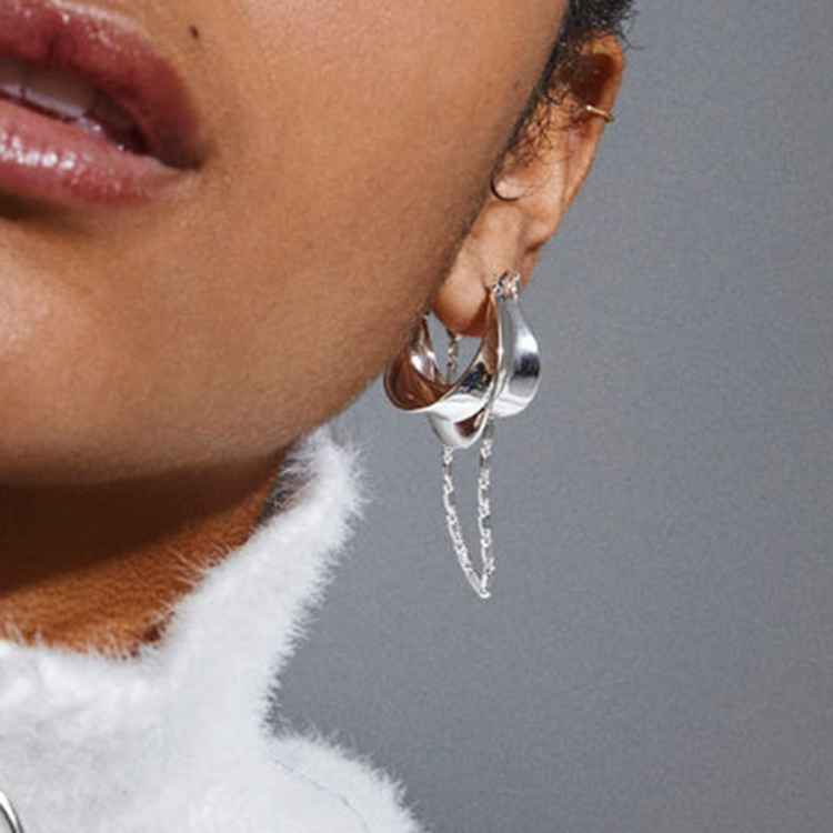 Pilgrim Jewellery Intuition Hoop Earrings Silver