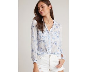 Bella Dahl Buttondown Hipster Blouse Indigo Floral Tryst Boutique